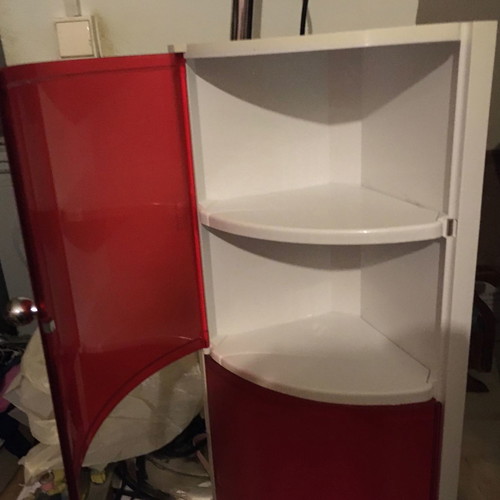 Plastic corner bathroom cabinet red new