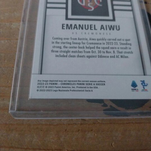 Emanuel Aiwu Panini Chronicles rookie card like new