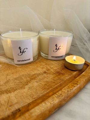 Handmade soy candles with sandalwood scent new