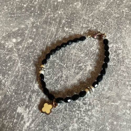 Handmade bracelet with cross like new, black and gold