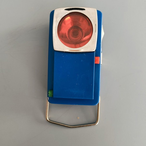 Vintage Metal Pocket Flashlight used, blue color, retro collectible