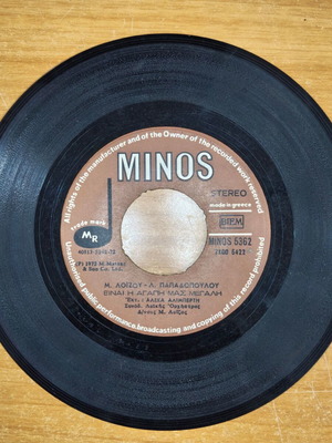 Loizos, Papadopoulos - Einai I Agapi Mas Megali / Garyfalo Mou 7" record