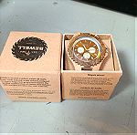  Ρολόι μπαταρίας BEWELL με ξύλινο μπρασελέ και χρονογράφους.