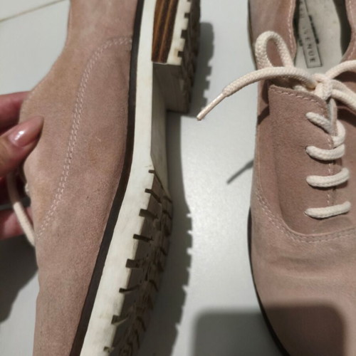 Pink lace-up shoes like new, size 37, beige