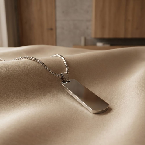 Men's necklace with vertical pendant stainless steel new