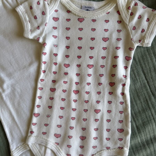 Petit Bateau baby bodysuits used, pack of two for 3-month girl
