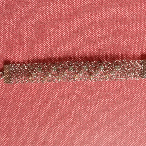 Handmade bracelet like new with woven wire and colored beads silver