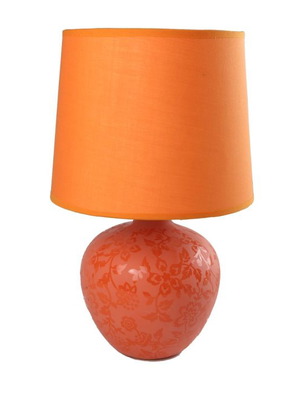 Επιτραπέζιο φωτιστικό με κεραμική βάση και πανί καπέλο καινούργιο