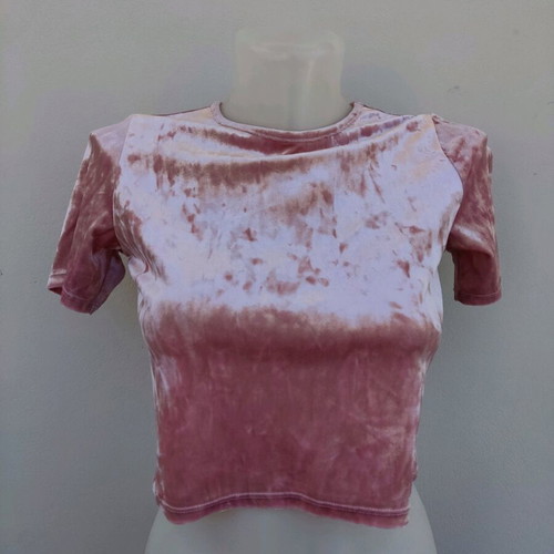 Velvet blouse pink pastel cropped like new, size S/M