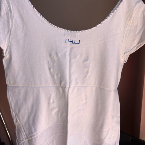 Women's summer blouse like new, white, size S/M with eye print