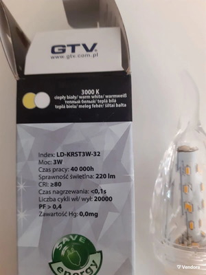 Λάμπες LED Φλόγα 3W Θερμό Λευκό E14 πακέτο 10 καινούργιες