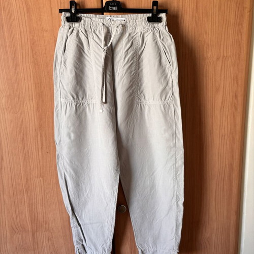 Zara light grey pants with elastic waist barrel