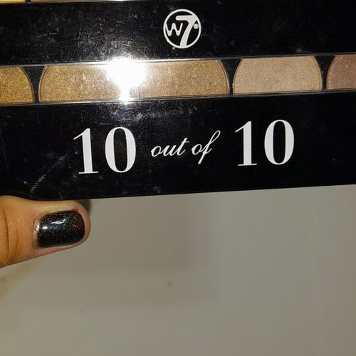 W7 eyeshadow palette with 10 earthy shades and 5 medium makeup brushes, like new