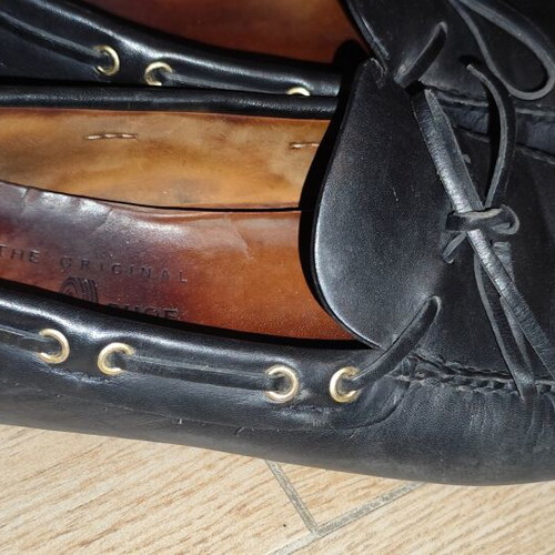 Car Shoe black leather driving moccasins used, size 43