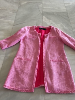 Zara tweed σακάκι manteau ροζ μέγεθος large σαν καινούργιο