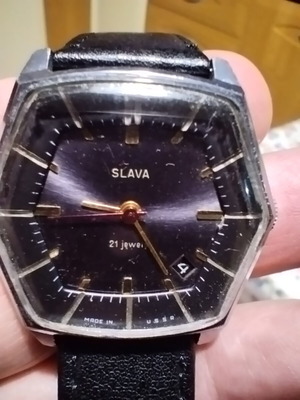 Slava mechanical watch like new, black, Soviet vintage