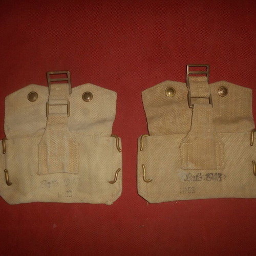 English Canvas Pouches for Lee-Enfield Cartridges used, 1943 WWII, set of 2
