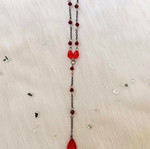 Choker with red beads and teardrop made of stainless steel