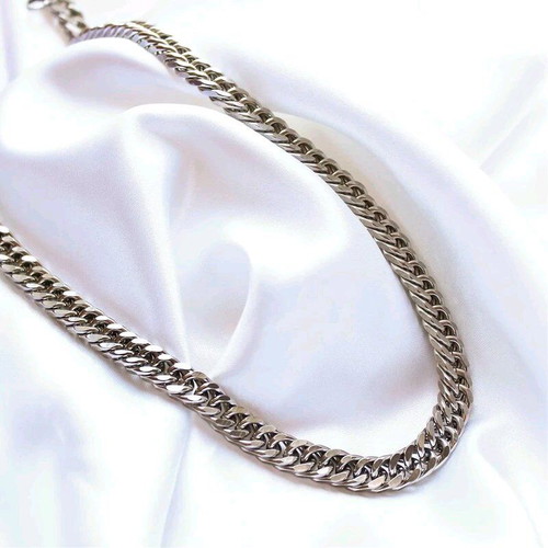 Stainless Steel Curb Chain Necklace 50 cm new, silver