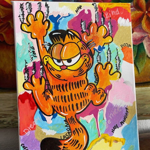 Garfield painting handmade acrylic 18x24cm new