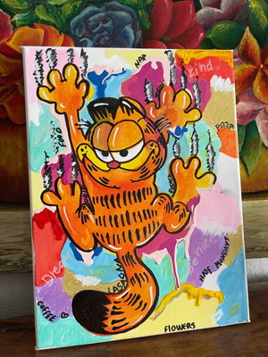 Garfield painting handmade acrylic 18x24cm new