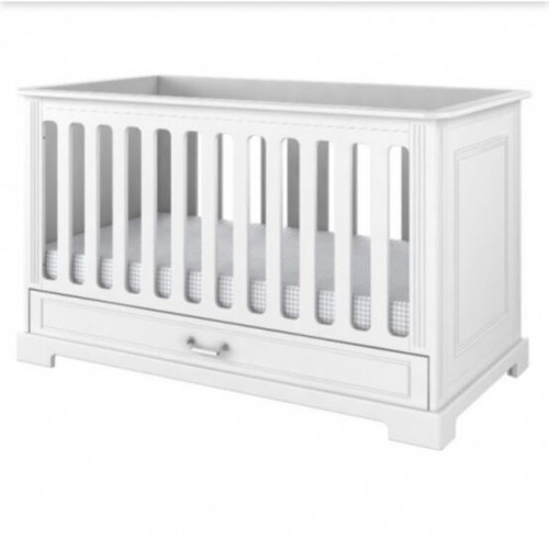 Bellamy Ines Elegant White baby crib bed with storage drawer