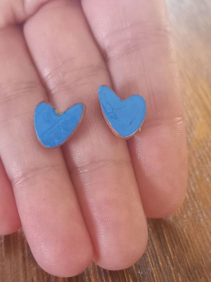 Handmade ceramic heart earrings with glass coating, new