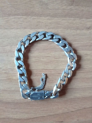 Sterling Silver 925 curb bracelet, 54g, box clasp with safety chain