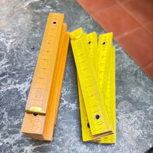 Wooden folding rulers set used