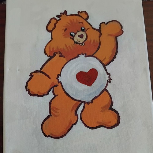 Original painting 'Agkalia Agapis' with teddy bear, new