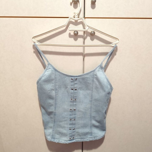 Vintage denim blouse used, size M, blue cotton