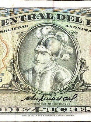 Ecuador 10 sucres banknote used [1980]