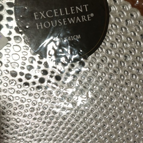 Excellent Houseware Set of 6 Large Silver Placemats 41x41 cm New