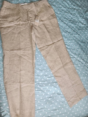Men's linen pants beige new, size XL