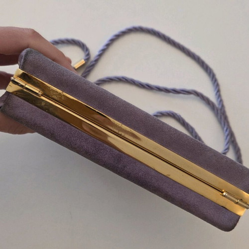 Vintage Purple Suede Evening Clutch with Rope Strap used