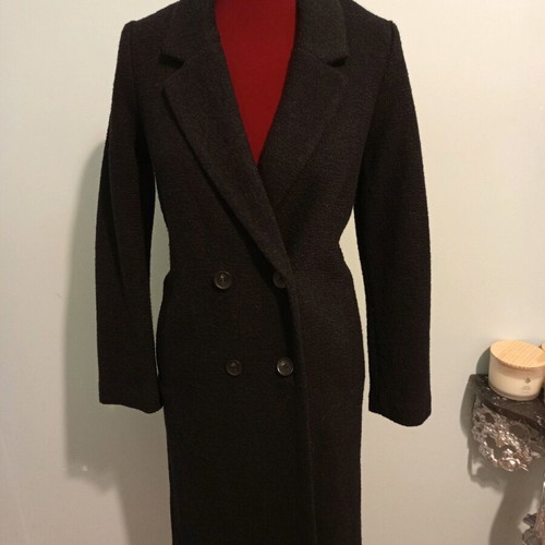 Monki black coat like new with lapel collar wool blend XS