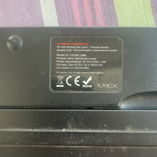 Turbo-X TX-NBC-29BK laptop cooling pad with 2 fans