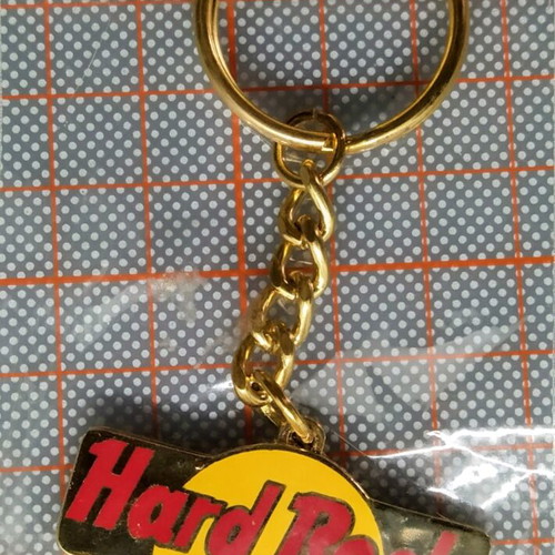 Hard Rock Cafe Stockholm vintage collectible keychain new, multicolor, gold-tone