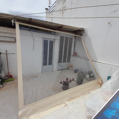 Nylon transparent awning like new, 2.5m height 3.3m length
