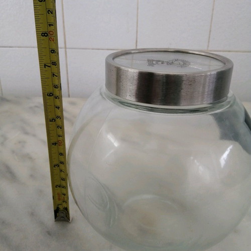Collectible glass jar "Papagalos Loumidis" like new