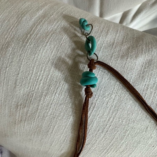 Leather handmade necklace with silver elements