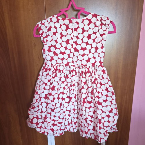 Alouette girls' dress red and white polka dots like new, age 3