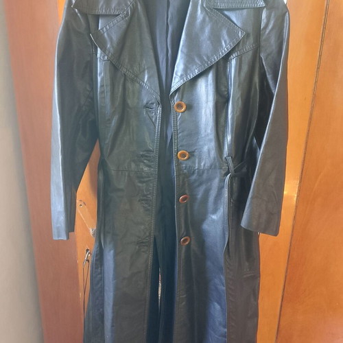 Vintage Juan Herraez Leather Trench Like New, Black, Size M