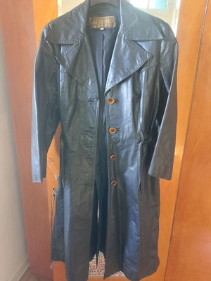 Vintage Juan Herraez Leather Trench Like New, Black, Size M