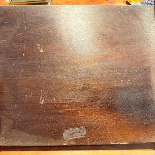 Vintage handmade wedding album like new with wooden cover and hand painting