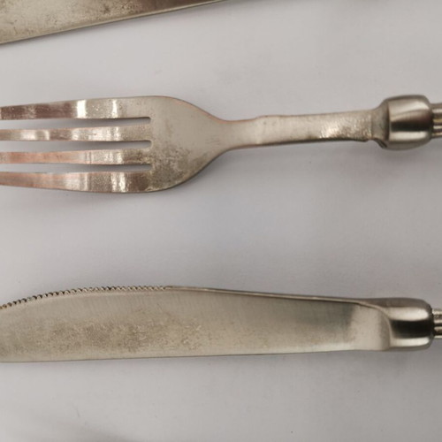 Silver-plated forks and knives used, set of 3+3, 1970 era