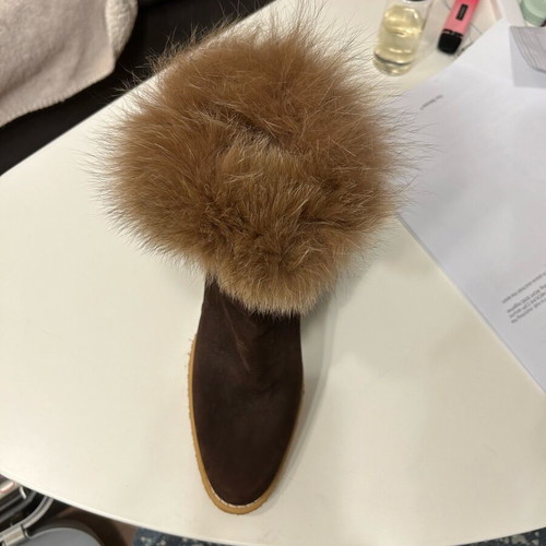 Arche suede ankle boots with fox fur trim new, size 39 brown