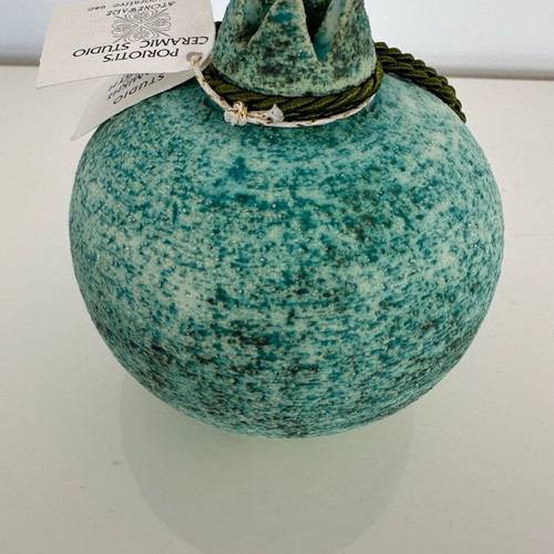 Handmade ceramic pomegranate, height 11 cm, diameter 32 cm