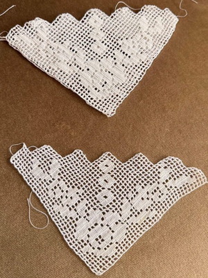 Handmade lace set of 3, 15x15 cm, like new