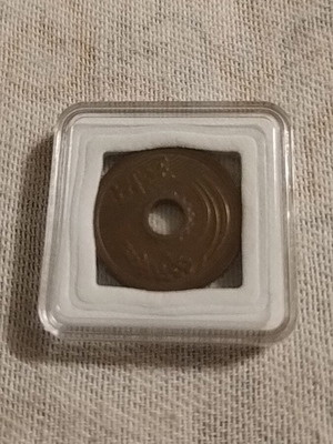 5 Yen Japanese coin 1949-1958 restored, brass